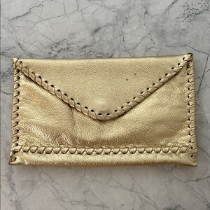 Laggo Gold Leather Clutch